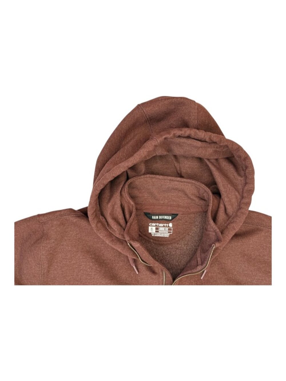 Carhartt Rain Defender Loose Fit 1/4-Zip Hoodie Brown XL Tall XLT Workwear - Picture 2 of 8